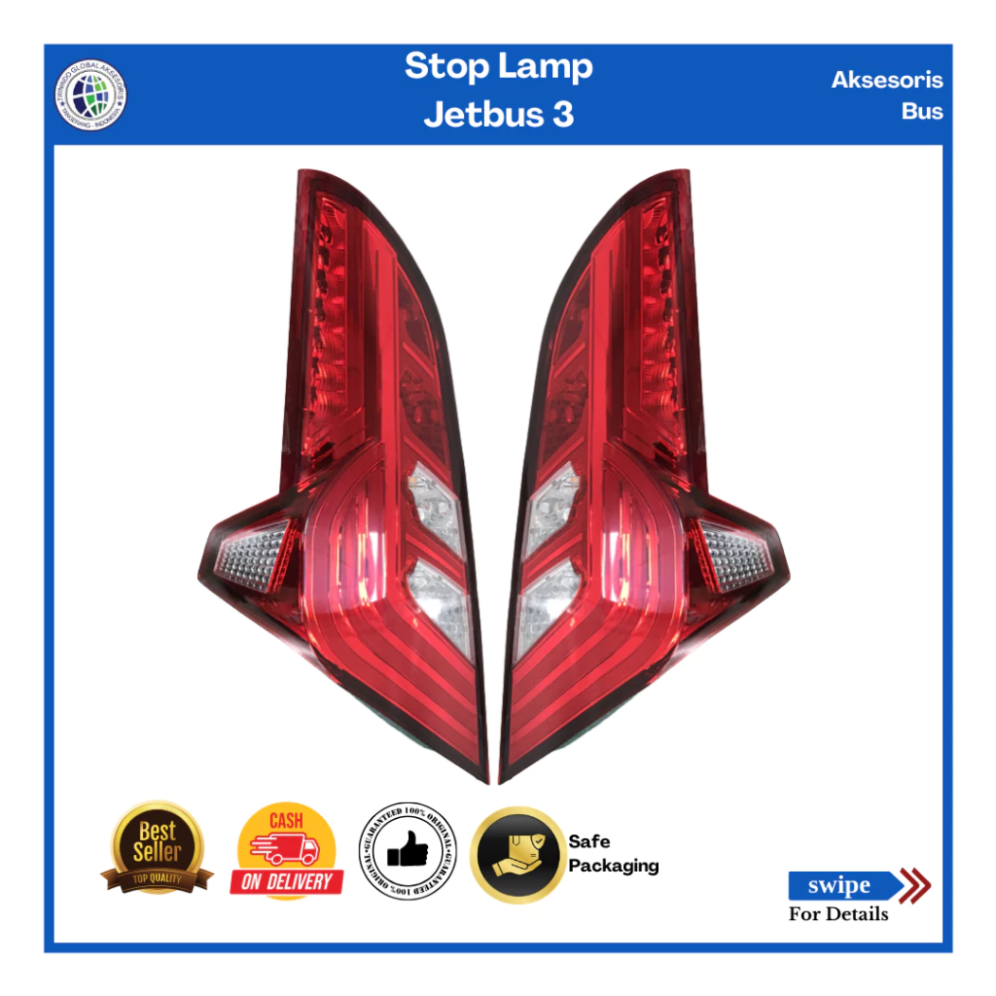 Stop Lamp JetBus 3 RL/ 1 SET Lampu Belakang Adiputro Jetbus 3/Lampu Rem JB3 - BUSPART.ID